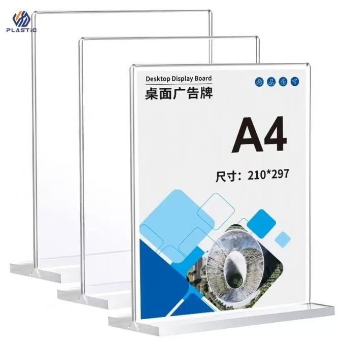 T Style Clear Acrylic Table Top Sign Holder Acrylic Notice Stands Dua Sisi 0