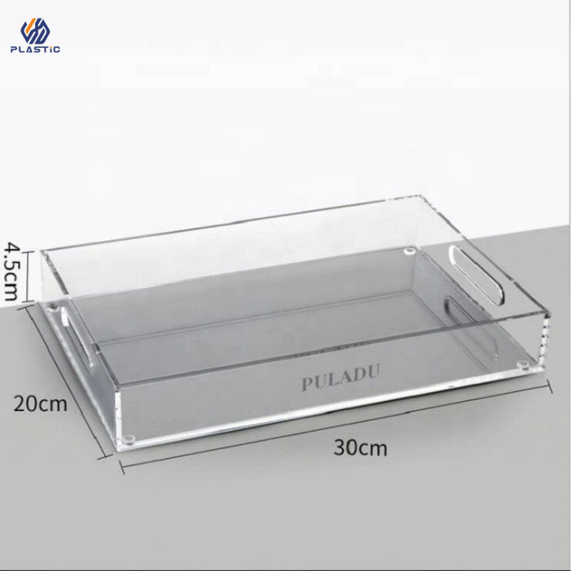 OEM Logotipo Acrílico Organizador de Mesa bandeja Design Moderno Caixa Organizador Acrílico Claros