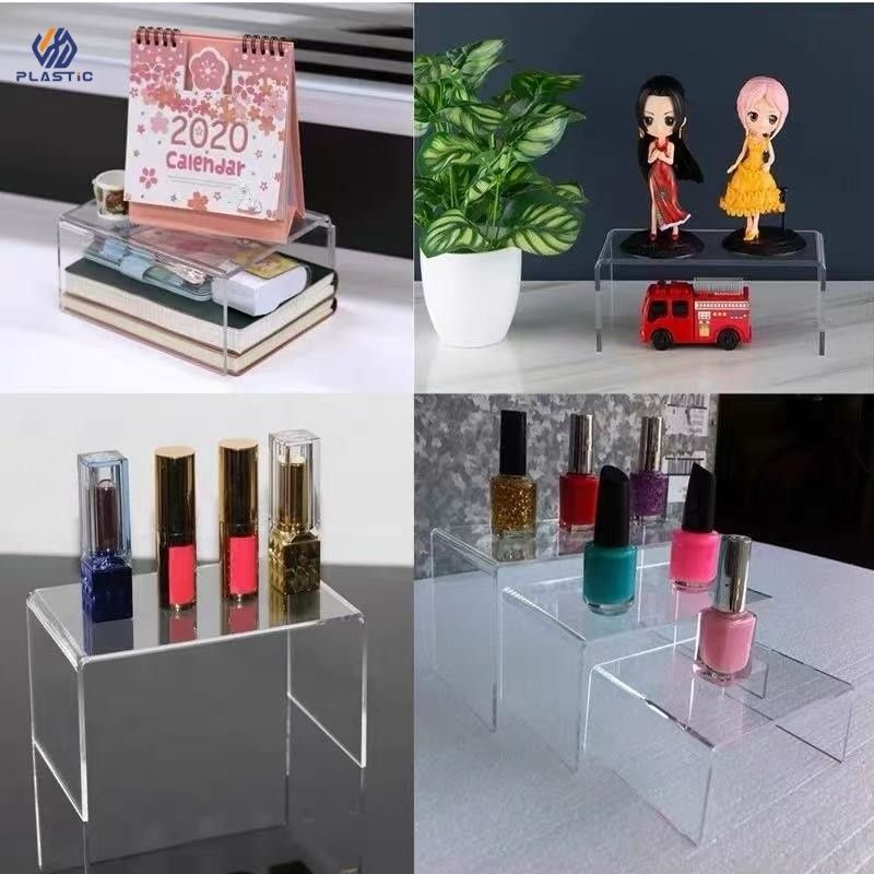 Cor branca ou preta Acrílico Riser Display Stand Acrílico Display Rack Com Logotipo