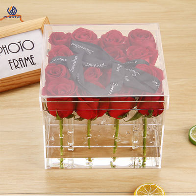 Casa Organização Flower Rose Caixa de armazenamento acrílico fácil de limpar espessura personalizada