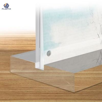 T estilo transparente acrílico porta-sequências de cartazes de mesa